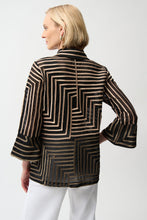 Load image into Gallery viewer, Satin & Mesh Abstract Print Jacket With Bell Sleeve