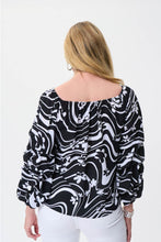 Load image into Gallery viewer, Joseph Ribkoff Black & White Patterned Top Size 10