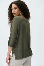 Load image into Gallery viewer, Joseph Ribkoff V Neck Stripe Khaki Top Size M (14/16)