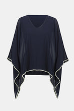 Load image into Gallery viewer, Joseph Ribkoff - Navy Pearl Trim Organza Flowy Blouse Size 14,16,18,20,24 & 26