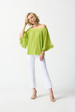Load image into Gallery viewer, Joseph Ribkoff - Lime Green Pleated Off Shoulder Blouse