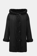 Load image into Gallery viewer, Joseph Ribkoff - Faux Black Fur Reversible Coat