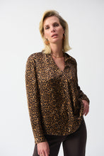 Load image into Gallery viewer, Joseph Ribkoff - Leopard Print V Neck Blouse Size 12, 20, 22 & 24