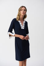 Load image into Gallery viewer, Joseph Ribkoff - Navy & White V Neck Dress