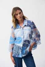 Load image into Gallery viewer, Joseph Ribkoff - Blue Leaf Mesh Buttoned Shirt