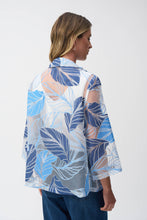 Load image into Gallery viewer, Joseph Ribkoff - Blue Leaf Mesh Buttoned Shirt