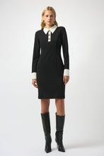 Load image into Gallery viewer, Black Button-Front Dress with White Trim