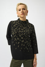 Load image into Gallery viewer, Black & Green Sprinkle Knit Turtleneck Jumper