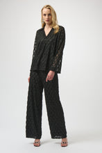 Load image into Gallery viewer, Textured V-Neck Black Blouse