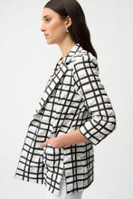 Load image into Gallery viewer, Joseph Ribkoff Jacquard Plaid Print Boxy Blazer With Notched Collar