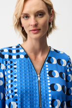 Load image into Gallery viewer, Joseph Ribkoff Blue Silky Knit Dot Print Fit & Flare Tunic with Zipper Neckline