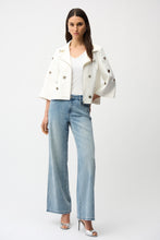 Load image into Gallery viewer, Joseph Ribkoff White Foiled Faux Suede Swing Jacket With Grommets