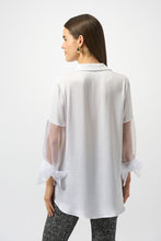 Load image into Gallery viewer, Buttoned White Mesh Sleeve Shirt