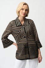 Load image into Gallery viewer, Satin & Mesh Abstract Print Jacket With Bell Sleeve
