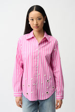 Load image into Gallery viewer, Joseph Ribkoff Pink Striped Casual Long-Sleeve Shirt