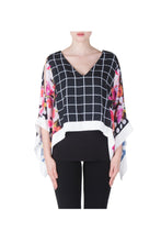 Load image into Gallery viewer, Floral Sleeve Black & White Checked Blouse Size 20
