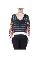 Load image into Gallery viewer, Floral Sleeve Black & White Checked Blouse Size 20