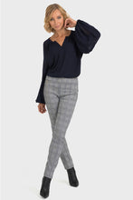 Load image into Gallery viewer, Joseph Ribkoff Grey & White Small Check Trousers Size 12