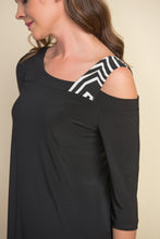 Load image into Gallery viewer, Joseph Ribkoff - Black Top With Pattern Strap Size 14