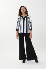 Load image into Gallery viewer, Joseph Ribkoff - Black & White Stripe V Blouse Size 12