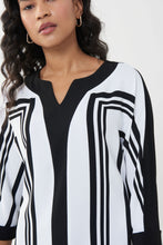 Load image into Gallery viewer, Joseph Ribkoff - Black & White Stripe V Blouse Size 12