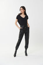 Load image into Gallery viewer, Joseph Ribkoff - Black Faux Leather Cargo Trousers Size 18