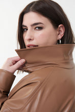 Load image into Gallery viewer, Joseph Ribkoff - Brown Faux Leather Buttoned Shirt
