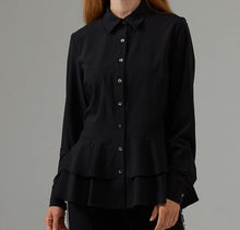 Load image into Gallery viewer, Joseph Ribkoff Peplum Black Buttoned Blouse
