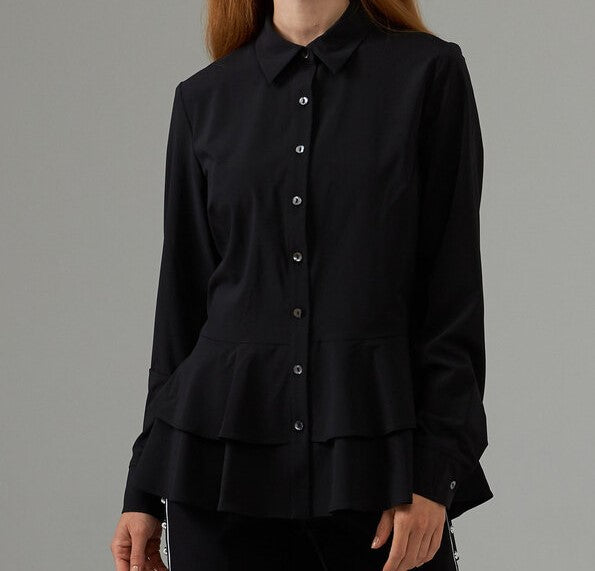 Joseph Ribkoff Peplum Black Buttoned Blouse