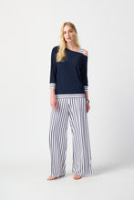Load image into Gallery viewer, Joseph Ribkoff - Striped Dropped Shoulder Navy Top
