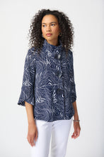 Load image into Gallery viewer, Joseph Ribkoff - Navy Buttoned Up Pattern Blouse

