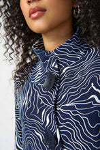 Load image into Gallery viewer, Joseph Ribkoff - Navy Buttoned Up Pattern Blouse
