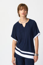Load image into Gallery viewer, Joseph Ribkoff - V Neck Navy &amp; White Top
