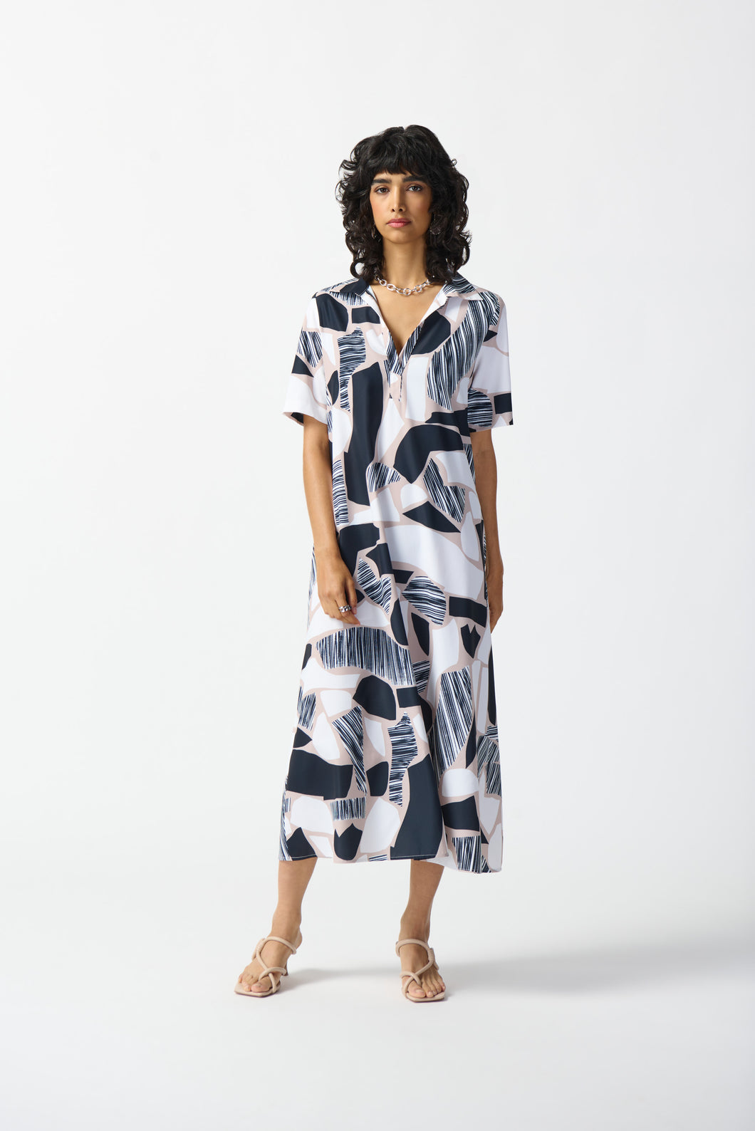 Joseph Ribkoff - Abstract Style Navy Patterned Dress