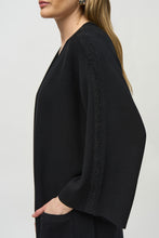 Load image into Gallery viewer, Joseph Ribkoff - Black Longline Diamante Detail Cardigan
