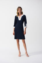 Load image into Gallery viewer, Joseph Ribkoff - Navy &amp; White V Neck Dress
