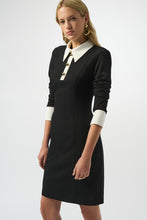 Load image into Gallery viewer, Black Button-Front Dress with White Trim
