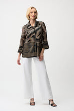 Load image into Gallery viewer, Satin &amp; Mesh Abstract Print Jacket With Bell Sleeve
