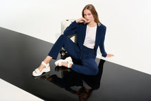 Load image into Gallery viewer, Silky Knit Fitted Blazer with Stripe Band Detail
