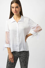 Load image into Gallery viewer, Buttoned White Mesh Sleeve Shirt
