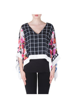 Load image into Gallery viewer, Floral Sleeve Black &amp; White Checked Blouse
