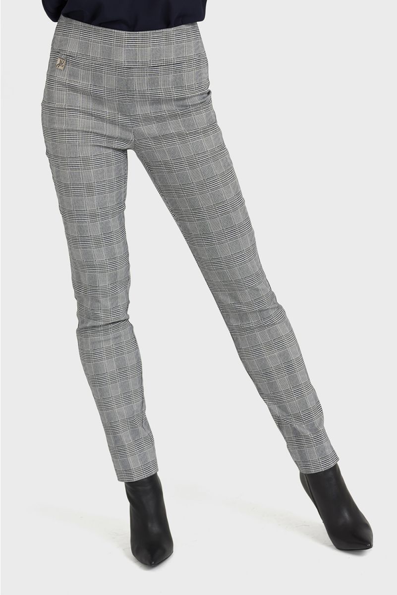 Joseph Ribkoff Grey & White Small Check Trousers