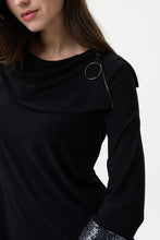 Load image into Gallery viewer, Joseph Ribkoff - Black Glitter Detailed Top
