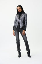 Load image into Gallery viewer, Joseph Ribkoff - Black Faux Leather &amp; Tweed Jacket
