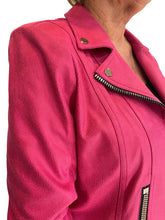 Load image into Gallery viewer, Hot Pink Suede Biker Jacket

