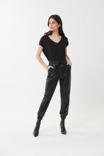 Load image into Gallery viewer, Joseph Ribkoff - Black Faux Leather Cargo Trousers
