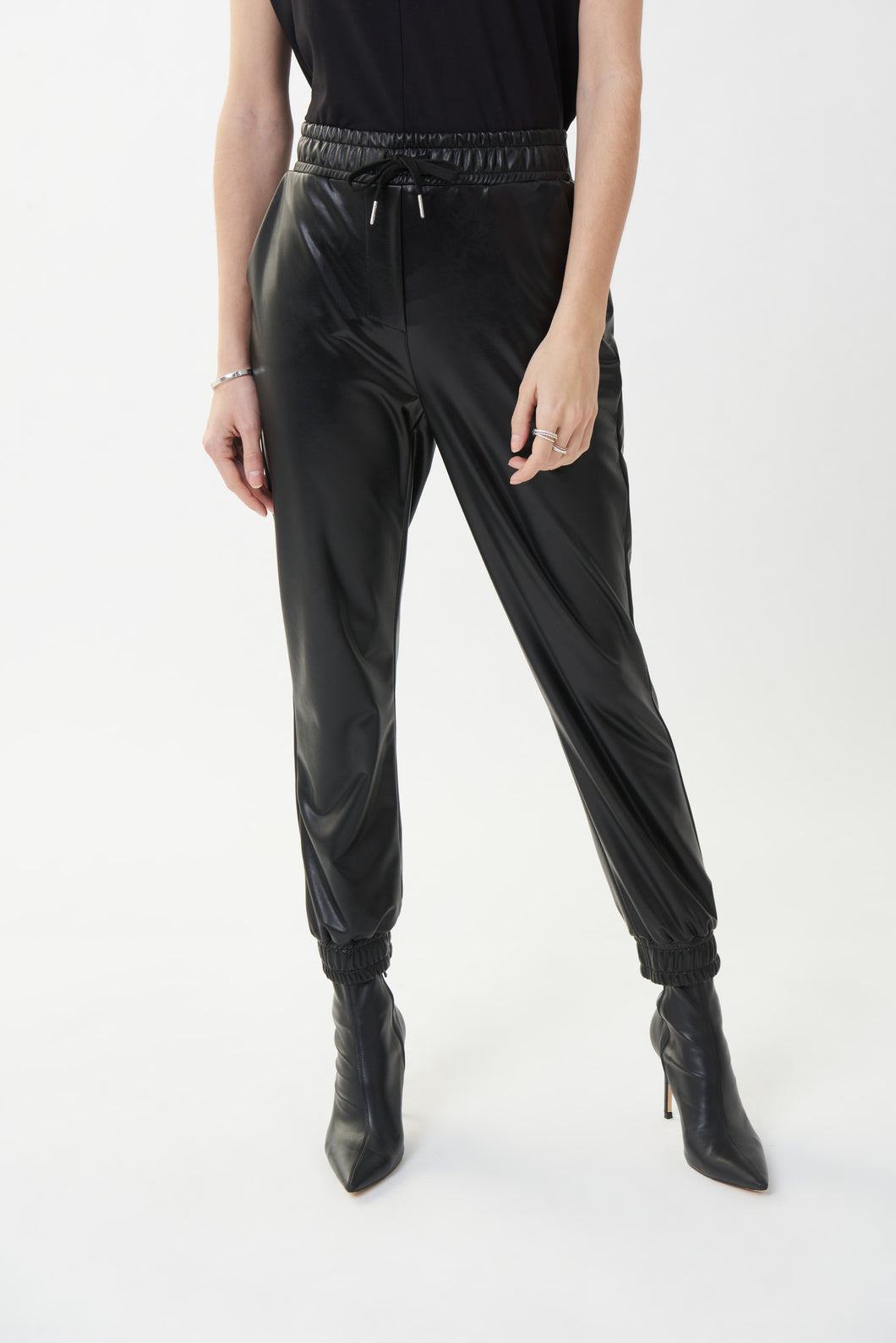 Joseph Ribkoff - Black Faux Leather Cargo Trousers