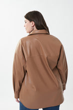 Load image into Gallery viewer, Joseph Ribkoff - Brown Faux Leather Buttoned Shirt
