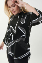 Load image into Gallery viewer, Joseph Ribkoff - Glitter Black &amp; White Patterned Blouse
